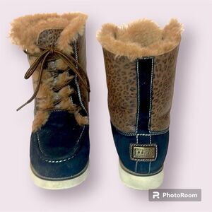 AUSTRALIA LUXE COLLECTIVE Yael Sherpa Animal Print Lace-Up Boot